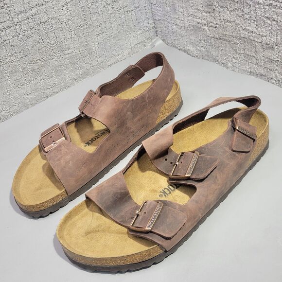 Birkenstock Milano Habana Men\'s 11 R Brown Oiled Leather Buckle Strap Sandals main image 6